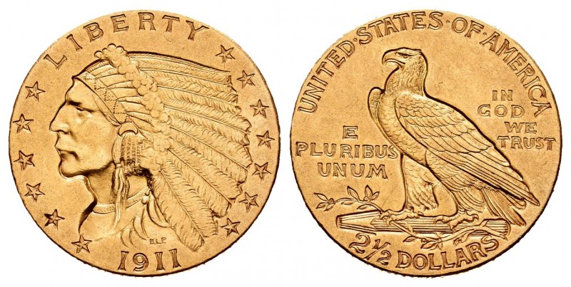 Estados Unidos. 2 1/2 dollars. 1911. Philadelphia. (Km-128). (Fr-120). Au. 4,17 ...