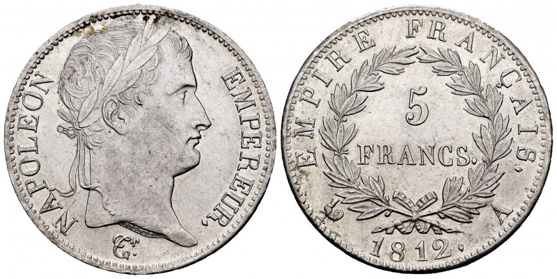 Francia. Napoleón Bonaparte. 5 francos. 1812. París. A. (Gad-171). Ag. 24,93 g. ...