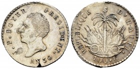 Haití. 100 céntimos. AN 30 (1833). (Km-A23). Ag. 10,26 g. Buen ejemplar. MBC+. Est...100,00. // ENGLISH: Haiti. 100 céntimos. AN 30 (1833). (Km-A23). ...
