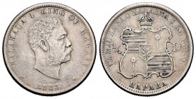 Hawaii. Kalakaua I. 1/4 dollar. 1883. (Km-5). Ag. 6,23 g. MBC. Est...90,00. // ENGLISH: Hawaii. Kalakaua I. 1/4 dollar. 1883. (Km-5). Ag. 6,23 g. VF. ...