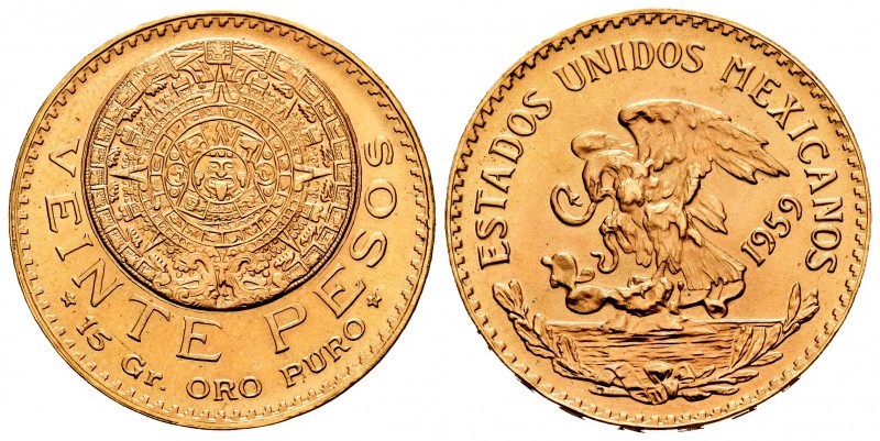 México. 20 pesos. 1959. (Km-478). (Fried-171). Au. 16,55 g. SC-. Est...600,00. /...