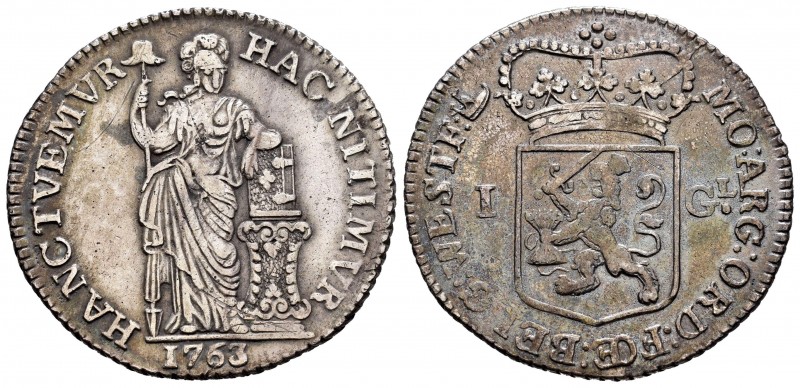 Países Bajos. 1 gulden. 1763. West Friesland. (Km-97.5). (Delm-1180). Ag. 10,42 ...