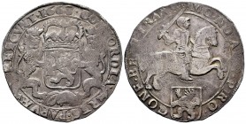 Países Bajos. 1 ducatón. 1668. Gelderland. (Km-41). (Dav-4923). (Delmonte-1019). Anv.: Jinete con espada a derecha, debajo escudo. Rev.: Escudo corona...
