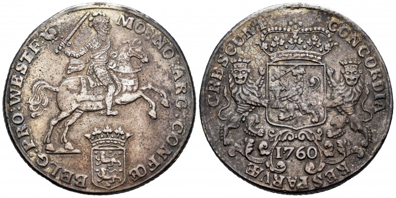 Países Bajos. 1 ducatón. 1760. West Friesland. (Km-127.2). Ag. 32,37 g. Soldadur...