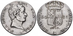 Países Bajos. Luis Napoleón. 50 Stuivers. 1808. Utrecht. (Schulman-149). (Km-28). Ag. 26,28 g. Muy rara. EBC. Est...300,00. // ENGLISH: Low Countries....