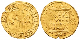 Países Bajos. Federico III. Ducado. 1649. Campen. (Fr-161). (Delm-1117). Au. 3,87 g.  Grieta. MBC+. Est...375,00. // ENGLISH: Low Countries. Friedrich...
