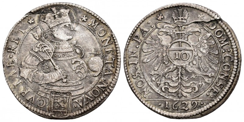 Suiza. Ulrich VI von Mont. 10 kreuzer. 1629. Chur. (Km-228). Ag. 3,38 g. Grieta....