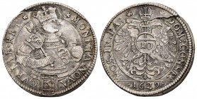 Suiza. Ulrich VI von Mont. 10 kreuzer. 1629. Chur. (Km-228). Ag. 3,38 g. Grieta. MBC+. Est...120,00. // ENGLISH: Switzerland. Ulrich VI von Mont. 10 k...