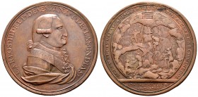 Carlos IV (1788-1808). Medalla de proclamación. 1790. Guanajuato. (H-144). Rev.: ACLAMADO EN LA C DE GUANAJUATO POR SUS LEALES MINEROS. Ae. 43,72 g. H...