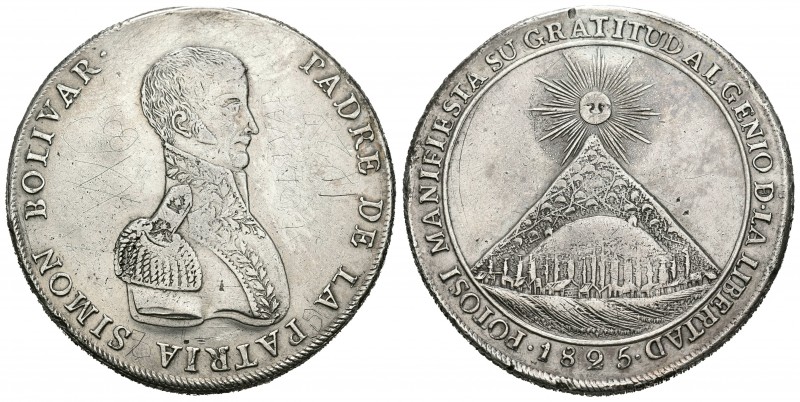 Perú. Simón Bolivar. Medalla. 1825. (Fouroleert-9466). 39,50 g. Plata acuñada co...