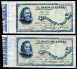 25 pesetas. 1899. Madrid. (Ed 2017). 17 de mayo, Francisco de Quevedo. Serie L. Pareja correlativa. Pequeñas roturas. Rarísima. EBC-. Est...1500,00. /...