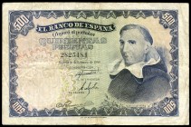 500 pesetas. 1946. Madrid. (Ed 2017-452). 19 de Febrero, Francisco de Vitoria. Sin serie. Dobleces y manchas. Escaso. BC+. Est...40,00. // ENGLISH: 50...