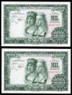 1000 pesetas. 1957. Madrid. (Ed 2017-469b). 29 de noviembre, Reyes Católicos. Serie 1S. Pareja correlativa. SC. Est...50,00. // ENGLISH: 1000 pesetas....