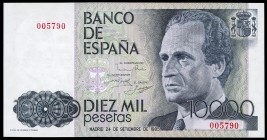 10000 pesetas. 1985. Madrid. (Ed 2017-481). 24 de septiembre, S.M. el Rey D. Juan Carlos I. Numeración baja 005790. SC. Est...80,00. // ENGLISH: 10000...