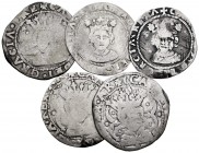 Lote de 5 monedas de 1 real de Valencia de Carlos I. A EXAMINAR. BC-/BC+. Est...120,00. // ENGLISH: Lote de 5 monedas de 1 real de Valencia de Carlos ...