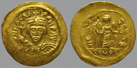Phocas (602-610), Solidus, 4,44 g Au, 22 mm, d N FOCAS PERP AVI, draped and cuirassed bust of Phocas facing, wearing crown and holding globus cruciger...