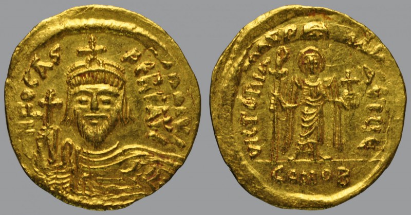 Solidus, 4,41 g Au, 21 mm, d N FOCAS PERP AVI, draped and cuirassed bust of Phoc...