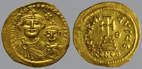 Solidus, Constantinople, 4,45 g Au, 20 mm, dd NN hERACLIЧS ET hERA CONST PP AVG, crowned and draped facing busts of Heraclius and Heraclius Constantin...
