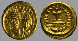 Solidus, Carthage, 4,52 g Au, 12 mm, D N ЄRACLIO ЄT ЄRA CONST PP, crowned and draped facing busts of Heraclius and Heraclius Constantine; cross above ...