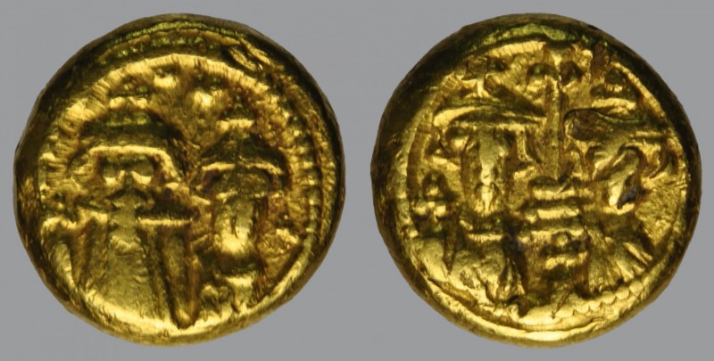 Solidus, Carthage, 4,33 g Au, 11 mm, …AVY…, draped facing busts of Constans II, ...
