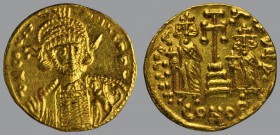 Solidus, Constantinople, 4,40 g Au, 19 mm, δ N CONS-τ-A-NЧI PP’, helmeted (without plume) and cuirassed bust of Constantine IV facing slightly right, ...
