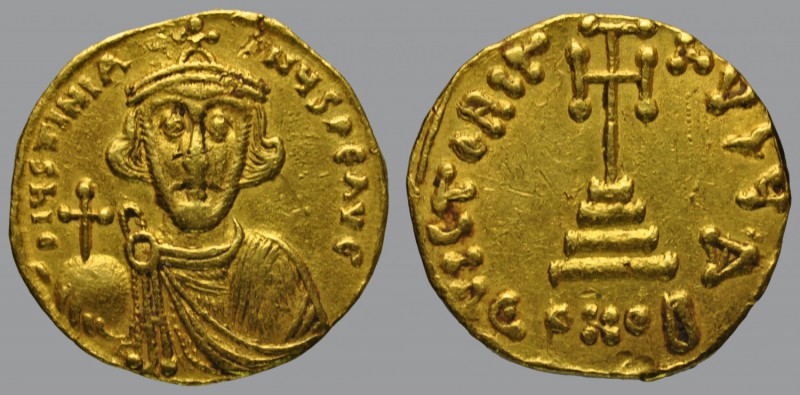 Justinian II (first reign 685-695), Solidus, Constantinople, 4,3 g Au, 18 mm, D ...