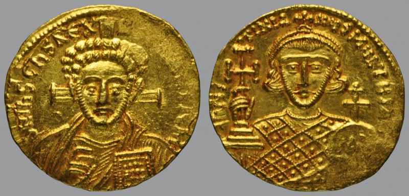 Justinian II (second reign 705-711), Solidus, 4,43 g Au, 20 mm, ∂ N IhS ChS RЄX ...