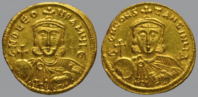 Leo III (717-741), Solidus, Constantinople, 4,45 g Au, 20 mm, ∂ N D LЄO-N PA MЧL...