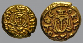 Solidus, Syracuse, 3,90 g Au, 11 mm, MI-XAHL…., crowned bust of Michael II facing, wearing chlamys, holding cross potent. Reverse: ΘE-OFIL…, crowned b...