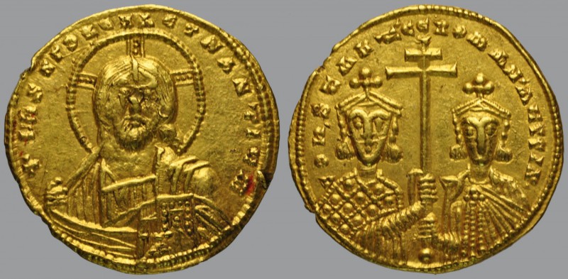 Solidus, Constantinople, 4,39 g Au, 20 mm, + IhS XPS REX REGNANTIVm, facing bust...