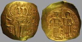 John III Vatazes (1222-1254), Hyperpyron, Magnesia, 4,23 g Au, 27 mm, C – XC, Christ Pantokrator seated facing on throne, symbol/J….θV/Tω/ ΠO/ΦI/PO/Γ ...