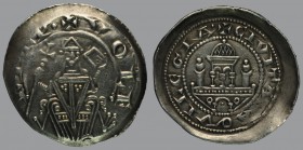 Volchero (1204-1218), Denar, patriarch en face with sceptre and book/Temple, 1,10 g Ag, 21 mm, Bernardi 11

EXTREMELY FINE.