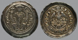 Bertoldo (1218-1251), denar, patriarch en face with sceptre and book/eagle on the top of the building, 1,29 g Ag, 21 mm, Bernardi 15 (R4)

Attractiv...