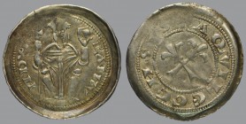 Denar, patriarch en face with sceptre and book/two crossed sceptres, 1,08 g Ag, 22 mm, Bernardi 30 (R)

Minor scratches, otherwise VERY FINE.
