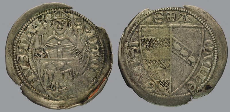 Ottobono (1302-1316), denar, patriarch en face with sceptre and book, shield bel...