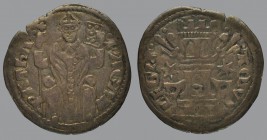 Denar, patriarch en face with sceptre and book/ tower with two sceptres, 0,95 g Ag, 21 mm, Bernardi 37a (R). ex Coll. Schiavuzzi.

Attractive old ca...