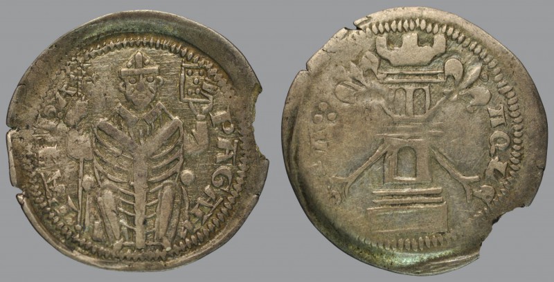 Denar, patriarch en face with sceptre and book/ tower with two sceptres, 0,88 g ...