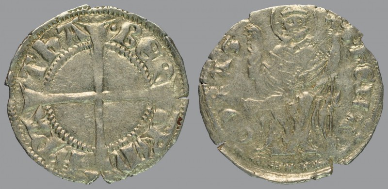 Denar, cross/Saint Hermagoras seated, holding sceptre, 0,96 g Ag, 20 mm, Bernard...