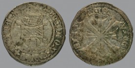 Marquardo (1365-1381), denar, reliquary/double cross, 0,87 g Ag, 18 mm, Bernardi 58 (C)

Old cabinet tone. ALMOST VERY FINE.