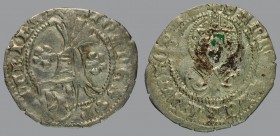 Denar, helm/Saint’s bust, 0,80 g Ag, 18 mm, Bernardi 63 (C)

Traces of verdigris. VERY FINE.