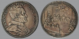 Piastra, Anno VI, 1696/97, Rome, Bust r./pope seated in consistorium, cardinals aside, 31,54 g Ag, 46 m, Muntoni 22a 

Smoothed edge. Burnished. Oth...