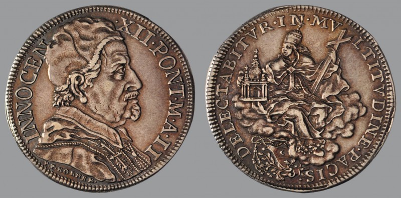 Mezza Piastra, Anno II, 1692/93, Rome, Bust r./Religion seated among clouds, 15,...