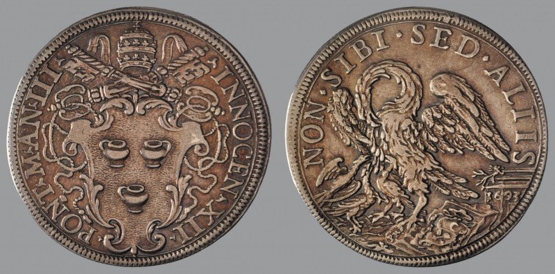 Mezza Piastra, Anno III, 1693, Rome, Arms/Pelican, 15,84 g Ag, 38 mm, Muntoni 34...