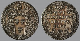 Testone, Anno III, 1693, Rome, Arms/ Latin text in baroque cartouche, 9,13 g Ag, 31 mm, Muntoni 45a

Improperly cleaned, otherwise EXTREMELY FINE