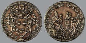Testone, Anno V, 1695, Rome, Arms/pope seated praying, 9,11 g Ag, 32 mm, Muntoni 49 

Improperly cleaned, otherwise VERY FINE.
