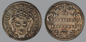 Giulio, Anno III, 1693, Rome, Arms/ Latin text in baroque cartouche, 3,03 g Ag, 26 mm, Muntoni 60

Improperly cleaned. Otherwise GOOD VERY FINE.