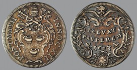 Giulio, Anno VII, 1697, Rome, Arms/ Latin text in baroque cartouche, 2,99 g Ag, 25 mm, Muntoni 59 

Improperly cleaned. Otherwise GOOD VERY FINE.