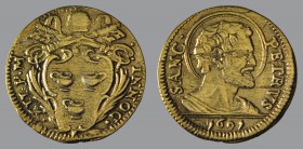 Mezzo Grosso, 1691, Rome, Arms/Saint Peter, 0,75 g Ag, 16 mm, Muntoni 117

Gilt. FINE.