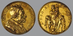 Keynote Address 1692, Anno I, ORIGINAL Gilded Bronze Annual Medal, opus Giovanni Hamerani, Bust r./Charity with children dispersing coins, 14,9 g Br.,...