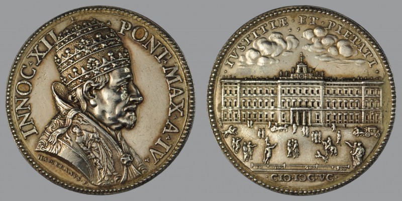Palazzo Ludovisi construction 1695, Anno IV, ORIGINAL Silver Annual Medal, opus ...